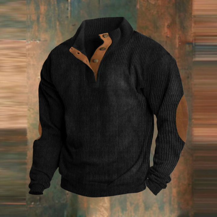 Austin | Olive Ribbed Half-Zip Jumper