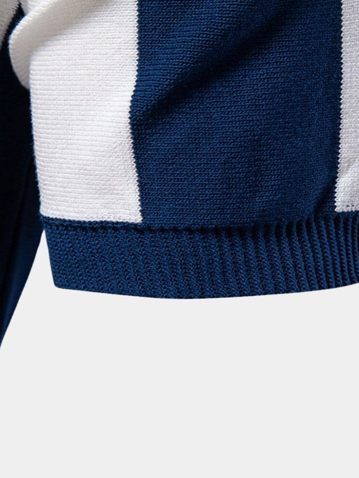 Barry | Navy Vertical-Stripe Zip Polo