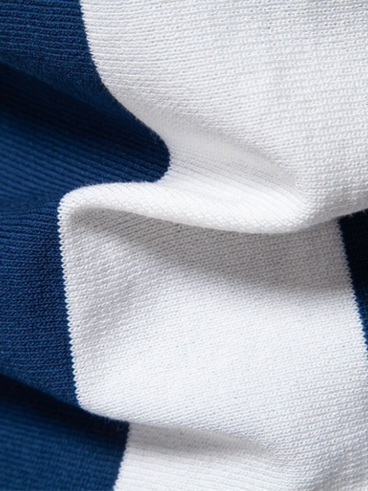 Barry | Navy Vertical-Stripe Zip Polo