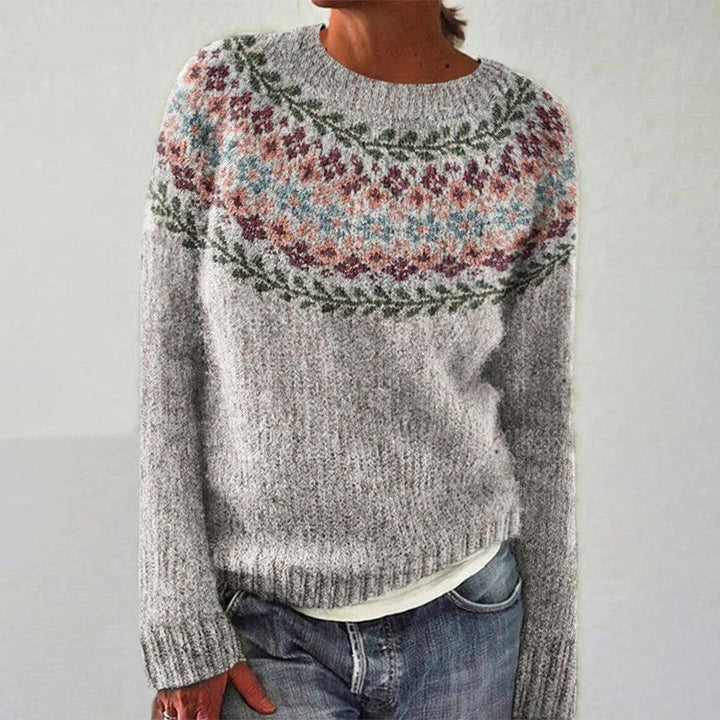 Bridget | Grey Floral Fair Isle Jumper