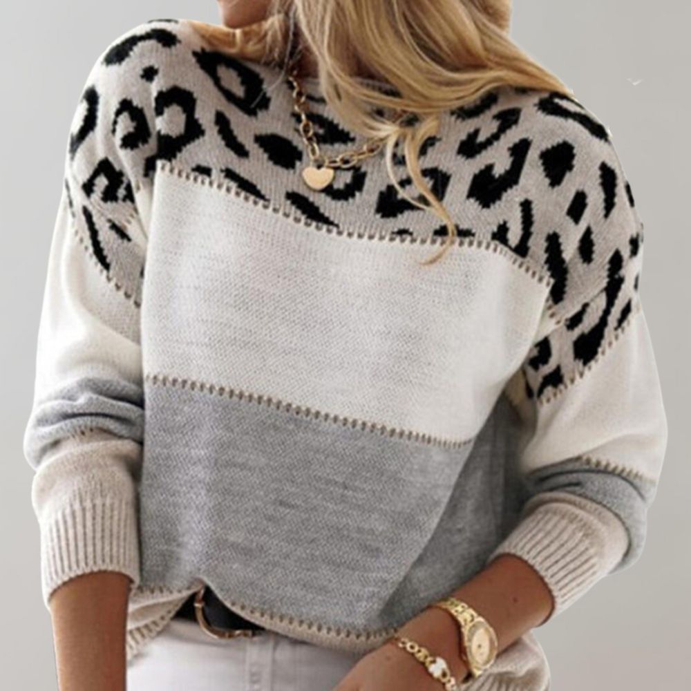 Senna | Leopard-Accent Knitted Sweater