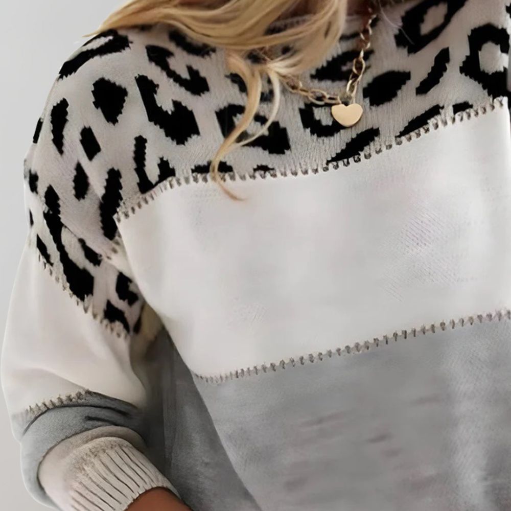 Senna | Leopard-Accent Knitted Sweater