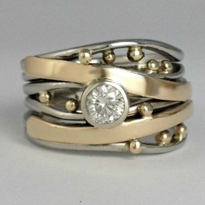 Royal Vintage Gold Ring Adorned with Zirconia