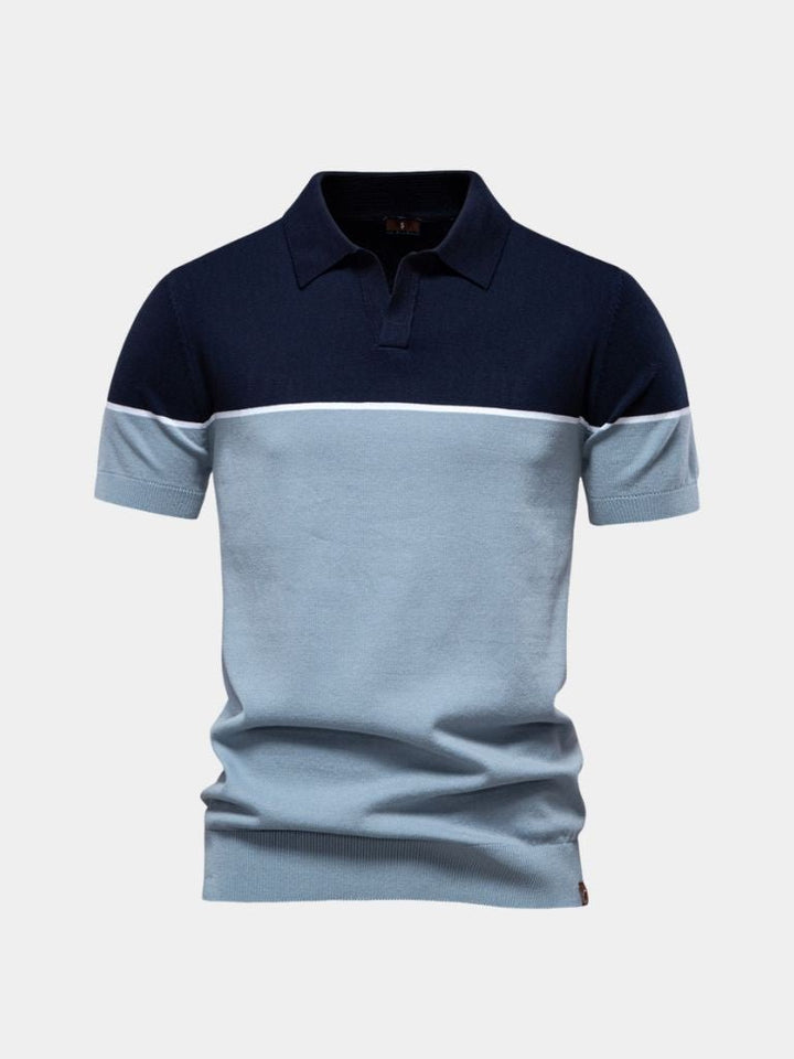 Caspar | Black and Tan Colour-Block Polo