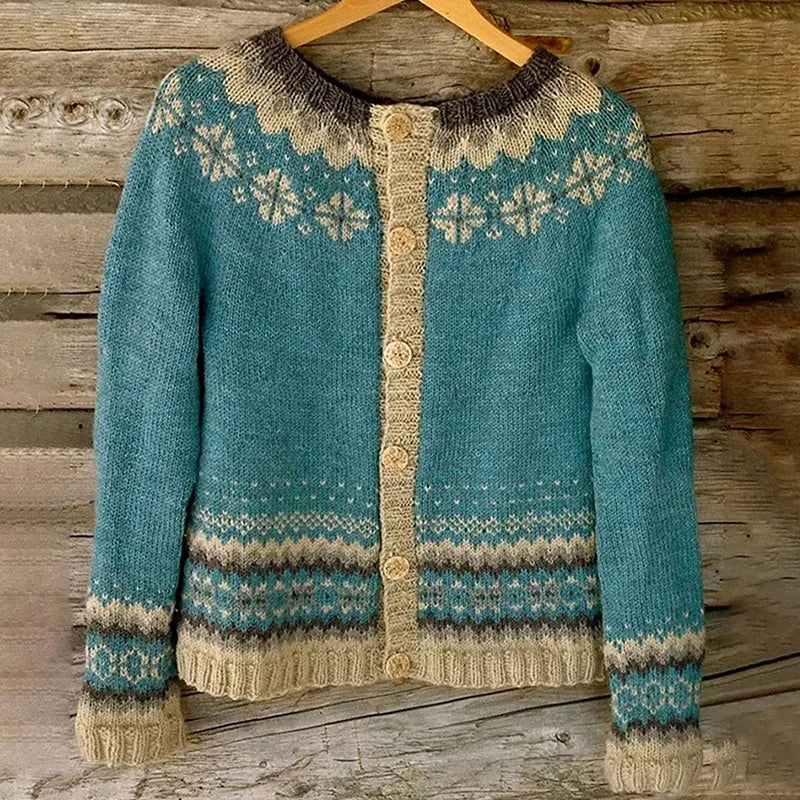 Cassandra | Teal Nordic Button Cardigan