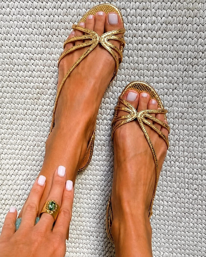 Theresa | Elegant Golden Sandals for Summer