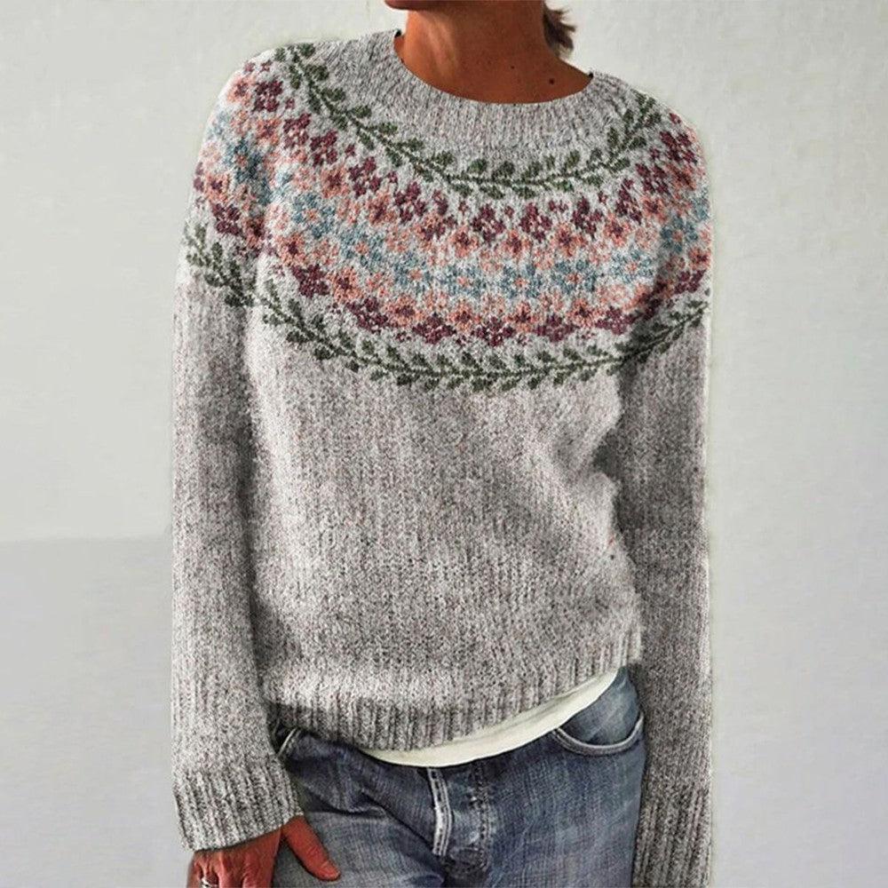 Chelsea | Grey Floral Fair Isle Jumper