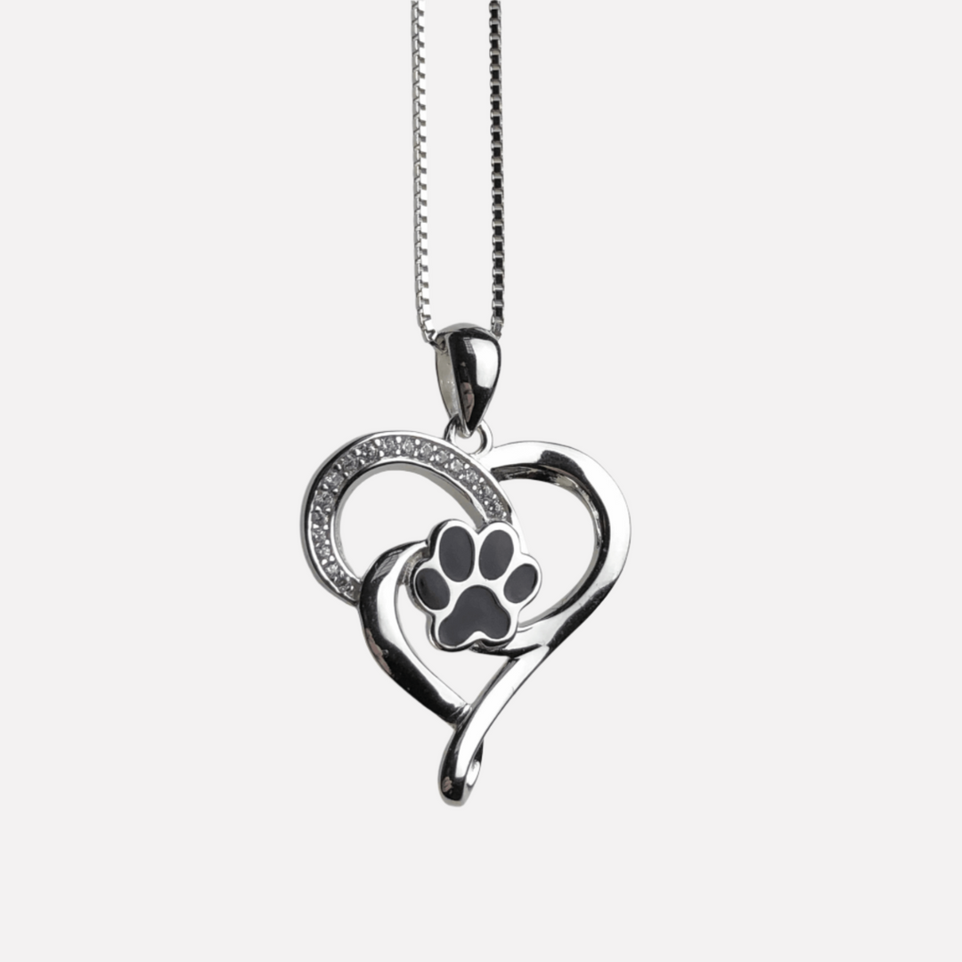Elin's Infinite Silver Heart and Paw Necklace