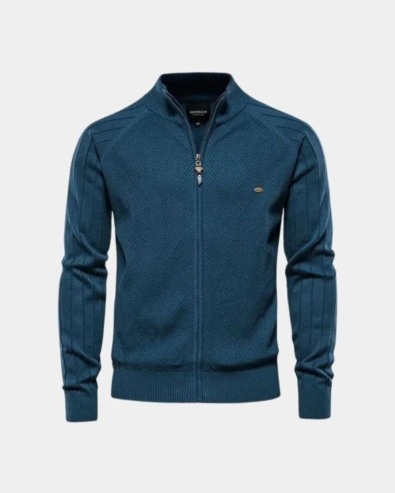 Daniel | Beige Zip-Front Knit Cardigan