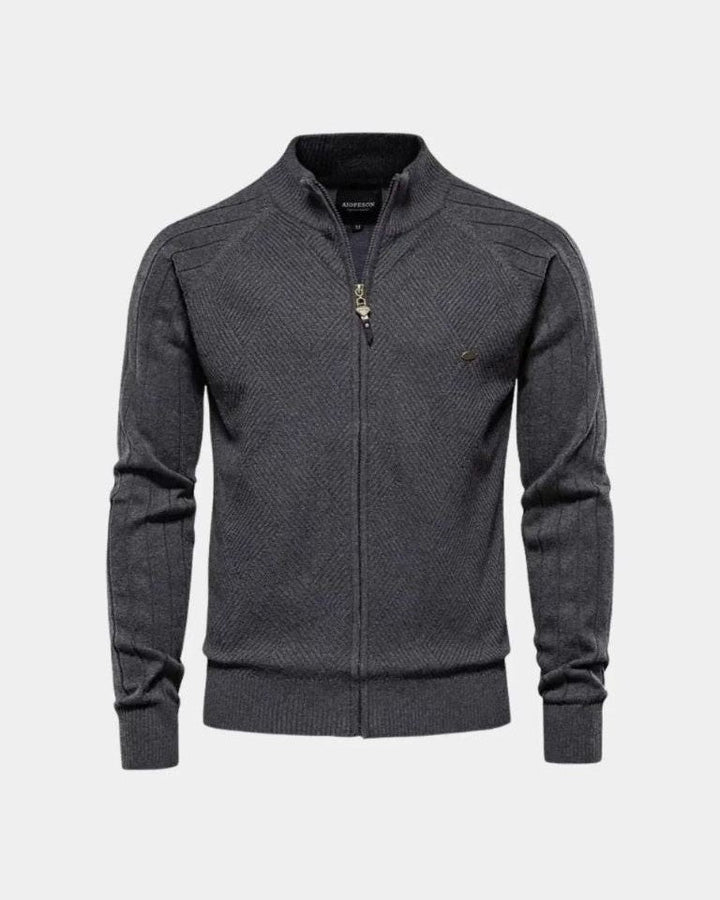 Daniel | Beige Zip-Front Knit Cardigan
