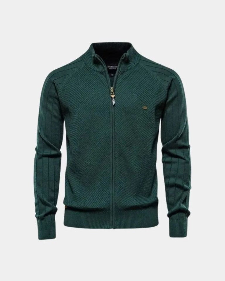 Daniel | Beige Zip-Front Knit Cardigan
