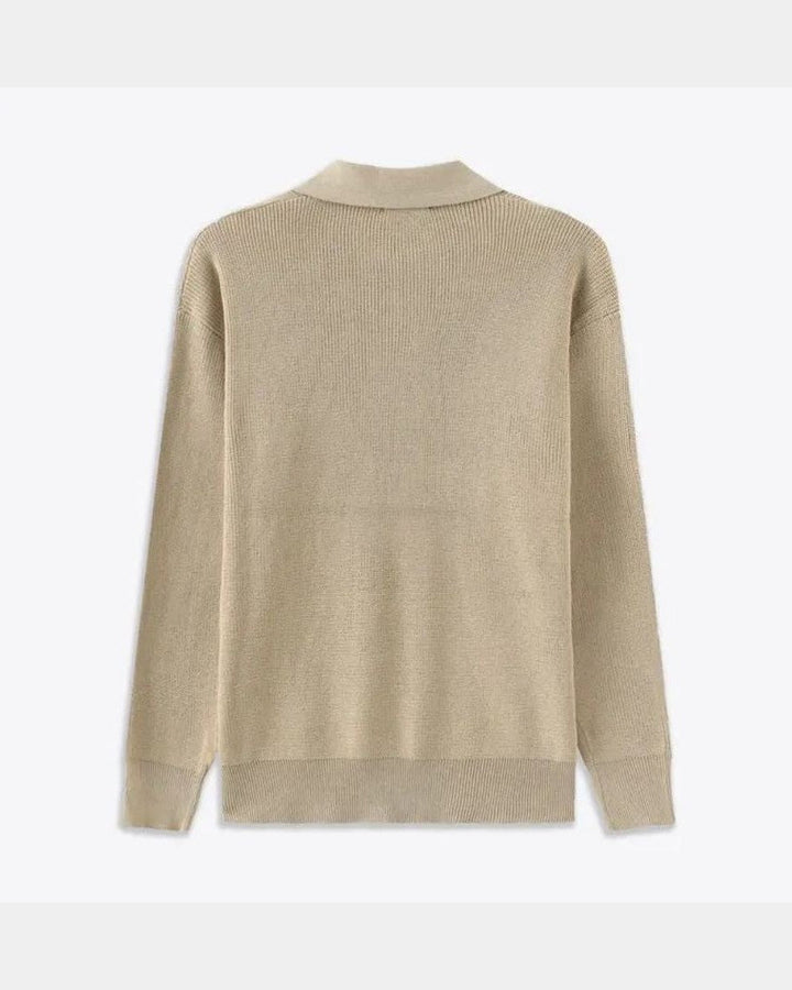 David | Cream Zip-Collar Polo Knit