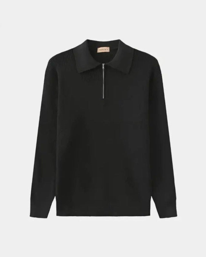 David | Cream Zip-Collar Polo Knit