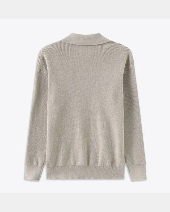 David | Cream Zip-Collar Polo Knit