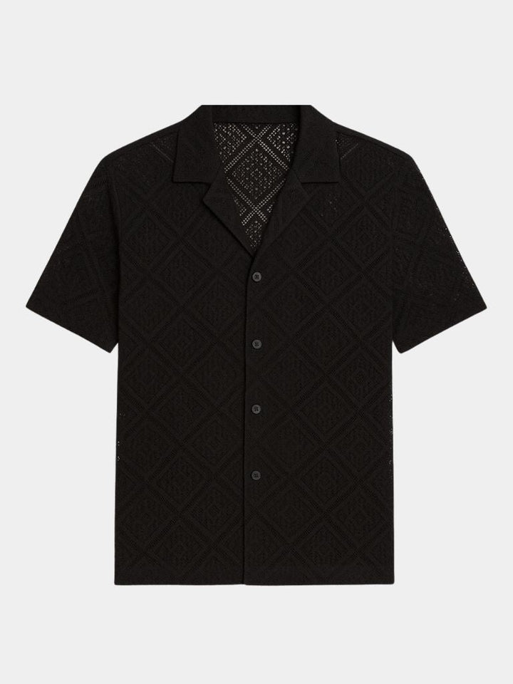 Dennis | Cream Textured Open-Collar Polo