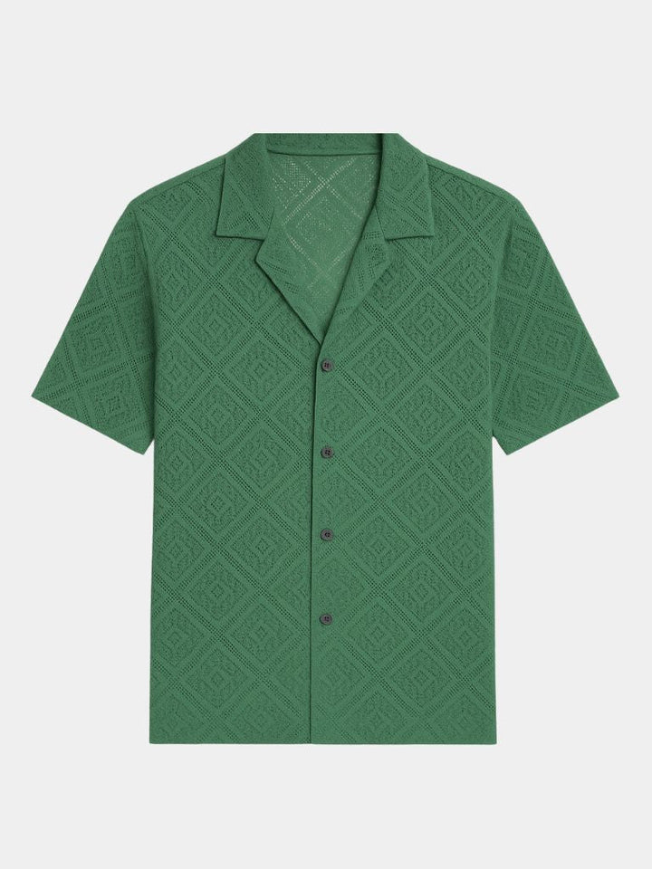 Dennis | Cream Textured Open-Collar Polo