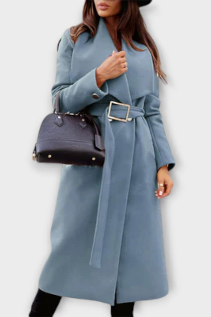 Ella | White Belted Long Coat