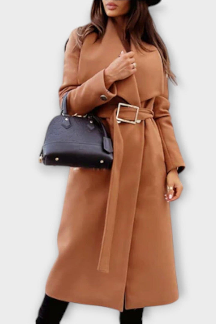 Ella | White Belted Long Coat