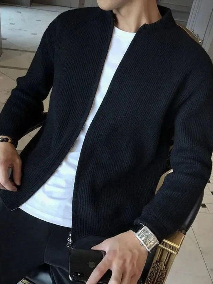 Ewan | Cream Zip-Front Knit Jacket