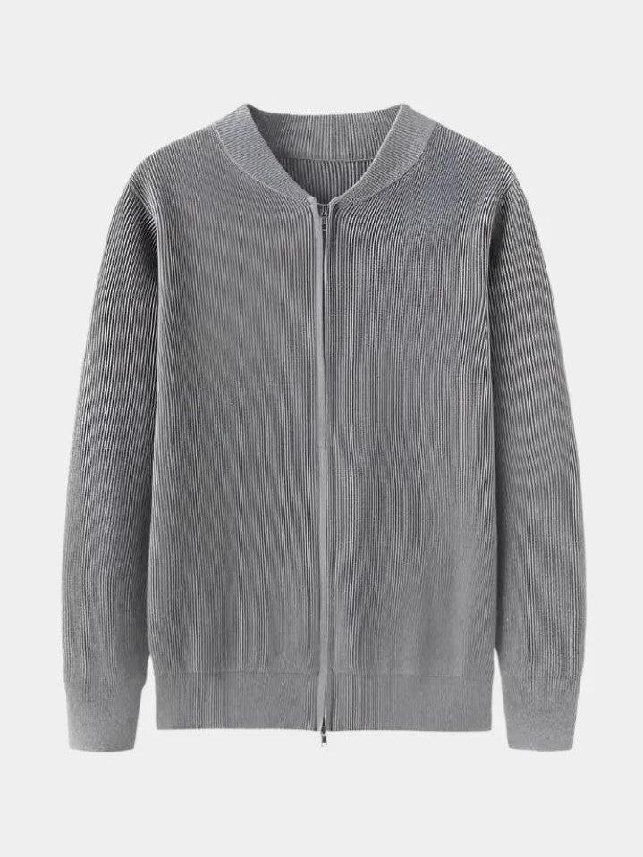 Ewan | Cream Zip-Front Knit Jacket