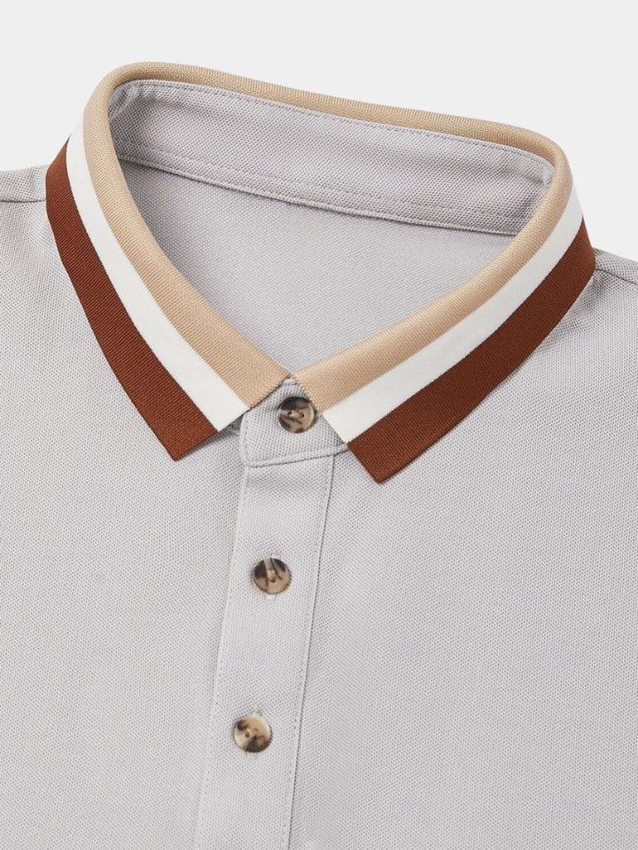 Felix | Light Grey Contrast-Collar Polo