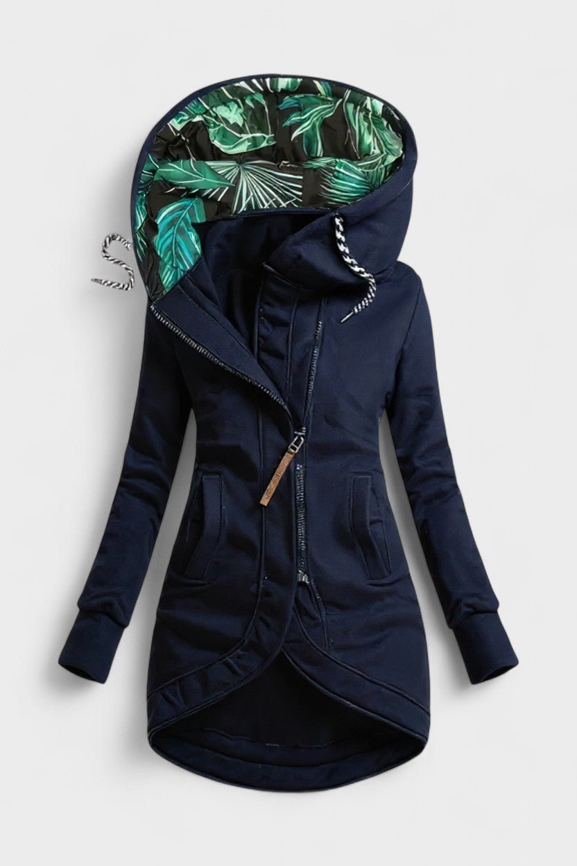 Pippa | Olive Zip-Front Hooded Jacket