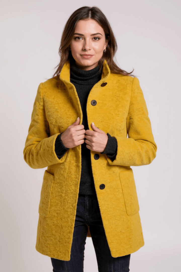 Florrie | Camel Button-Front Long Coat