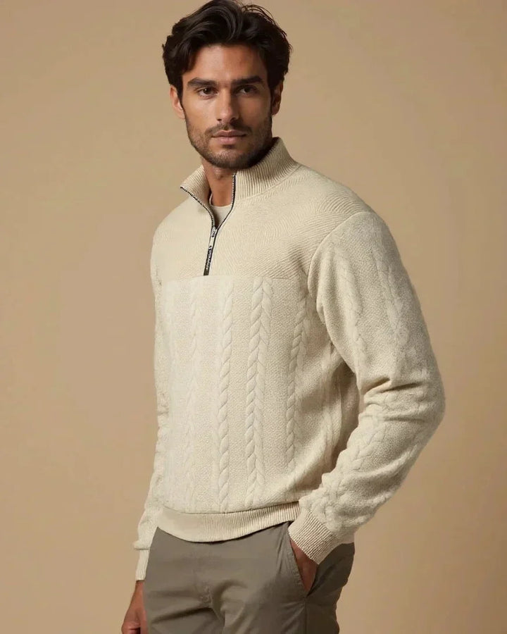 Henry | Cream Cable-Knit Half-Zip Jumper