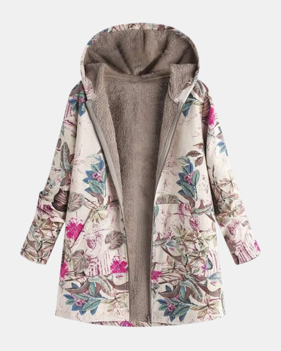 Klara | Botanical Pattern Fleece Jacket in Pastel Colours