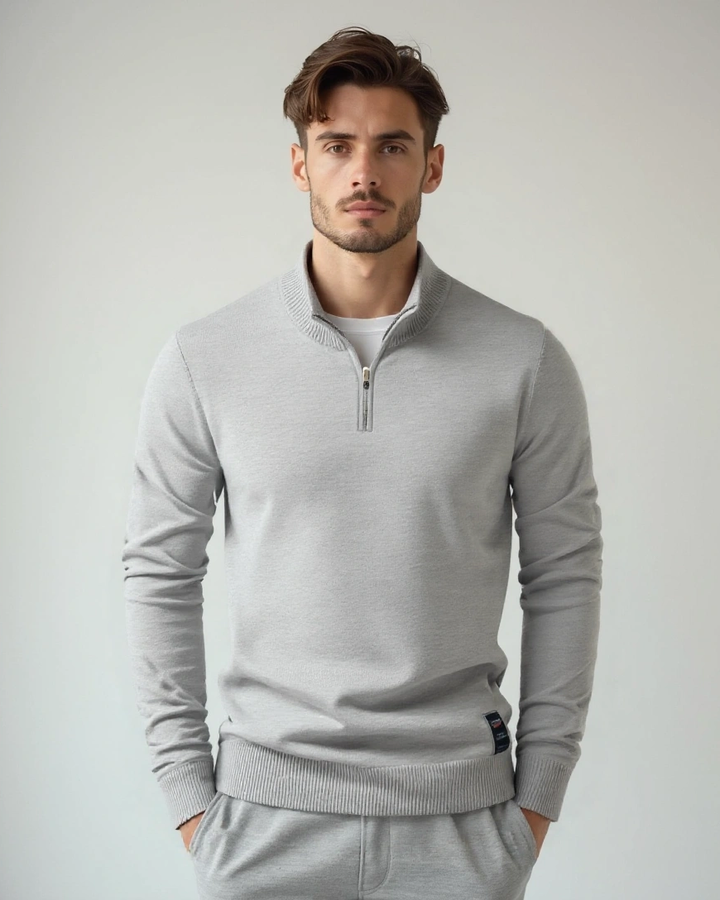 Jacob | Light Grey Half-Zip Jumper