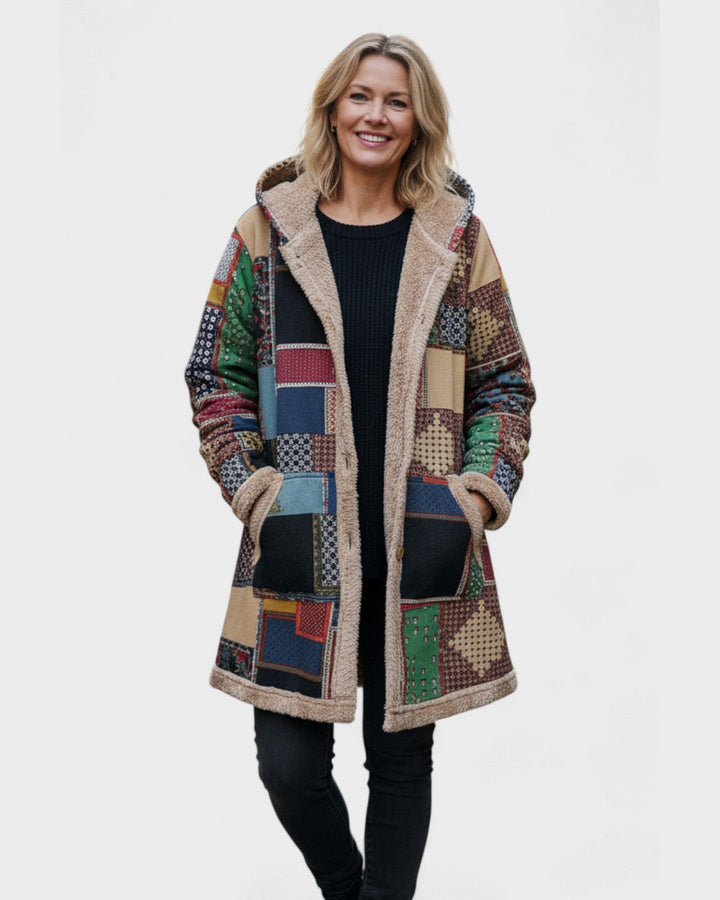Cozy Earth Tones Patchwork Hoodie for Autumn