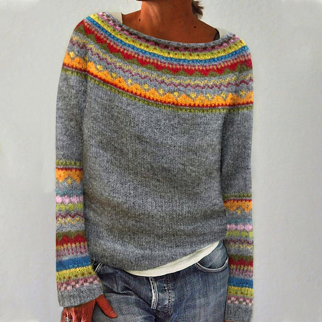 Joanna | Grey & Rainbow Fair Isle Jumper