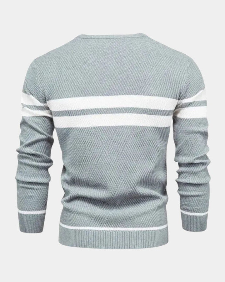 Joshua | Green Striped Crew-Neck Jumper