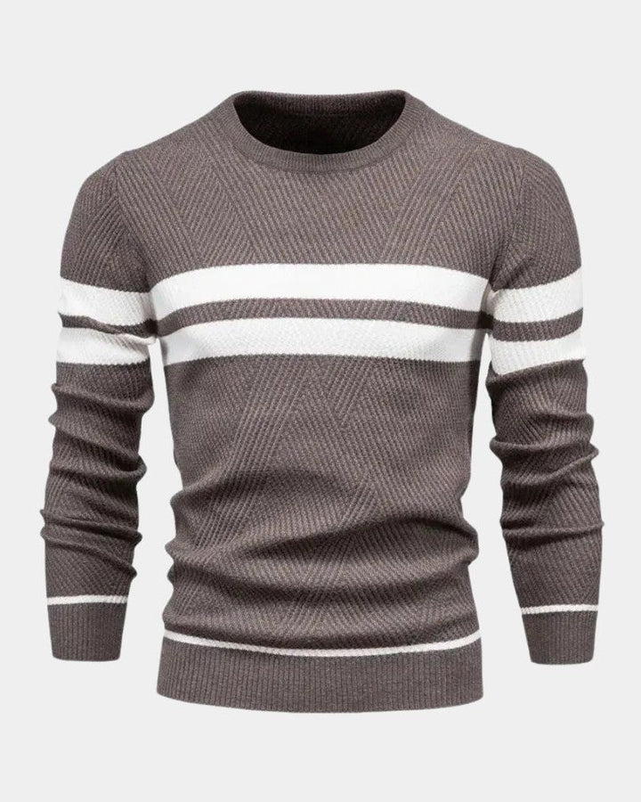 Joshua | Green Striped Crew-Neck Jumper