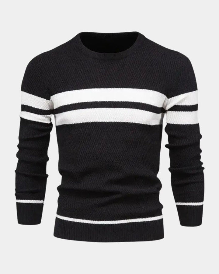 Joshua | Green Striped Crew-Neck Jumper