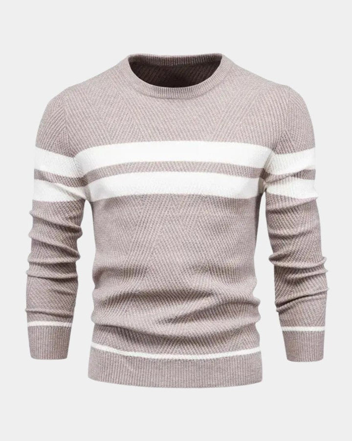 Joshua | Green Striped Crew-Neck Jumper