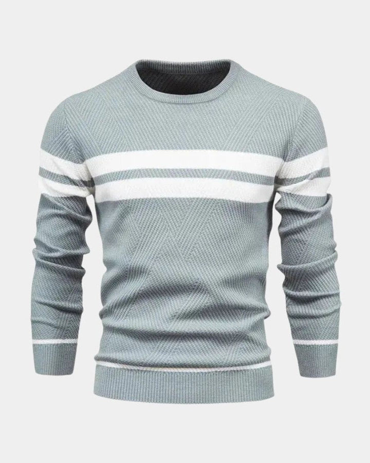 Joshua | Green Striped Crew-Neck Jumper