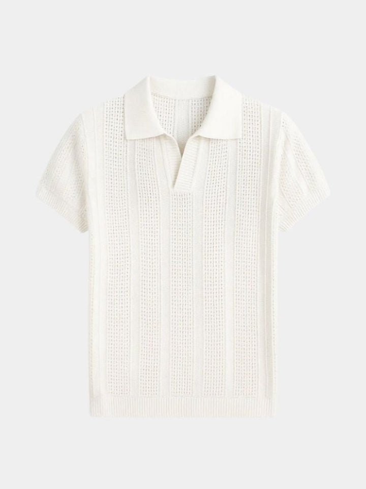 Carl | Cream Textured Polo Shirt