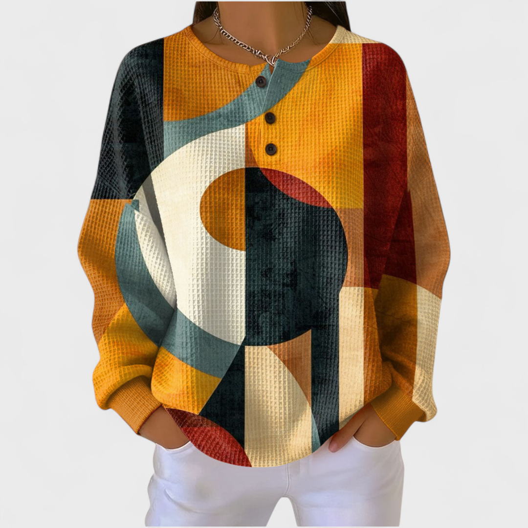 Sanne | Geometric Patterned Structured Sweater