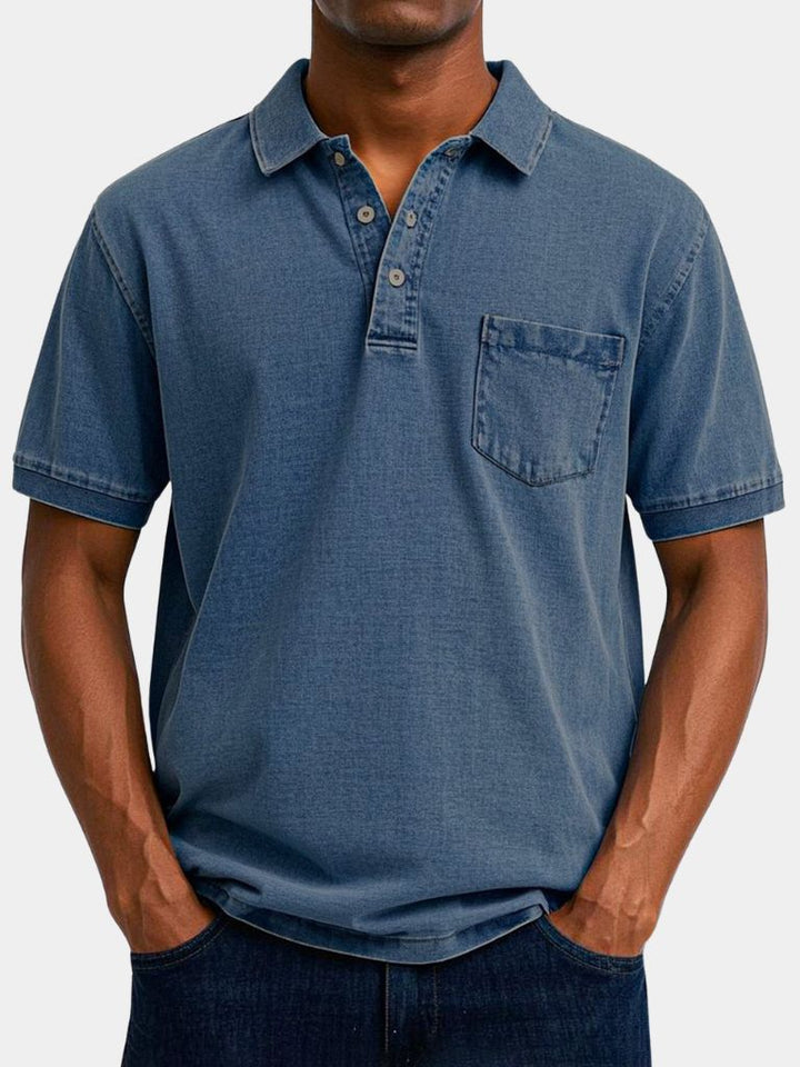 Lawrence | Denim-Look Pocket Polo Shirt