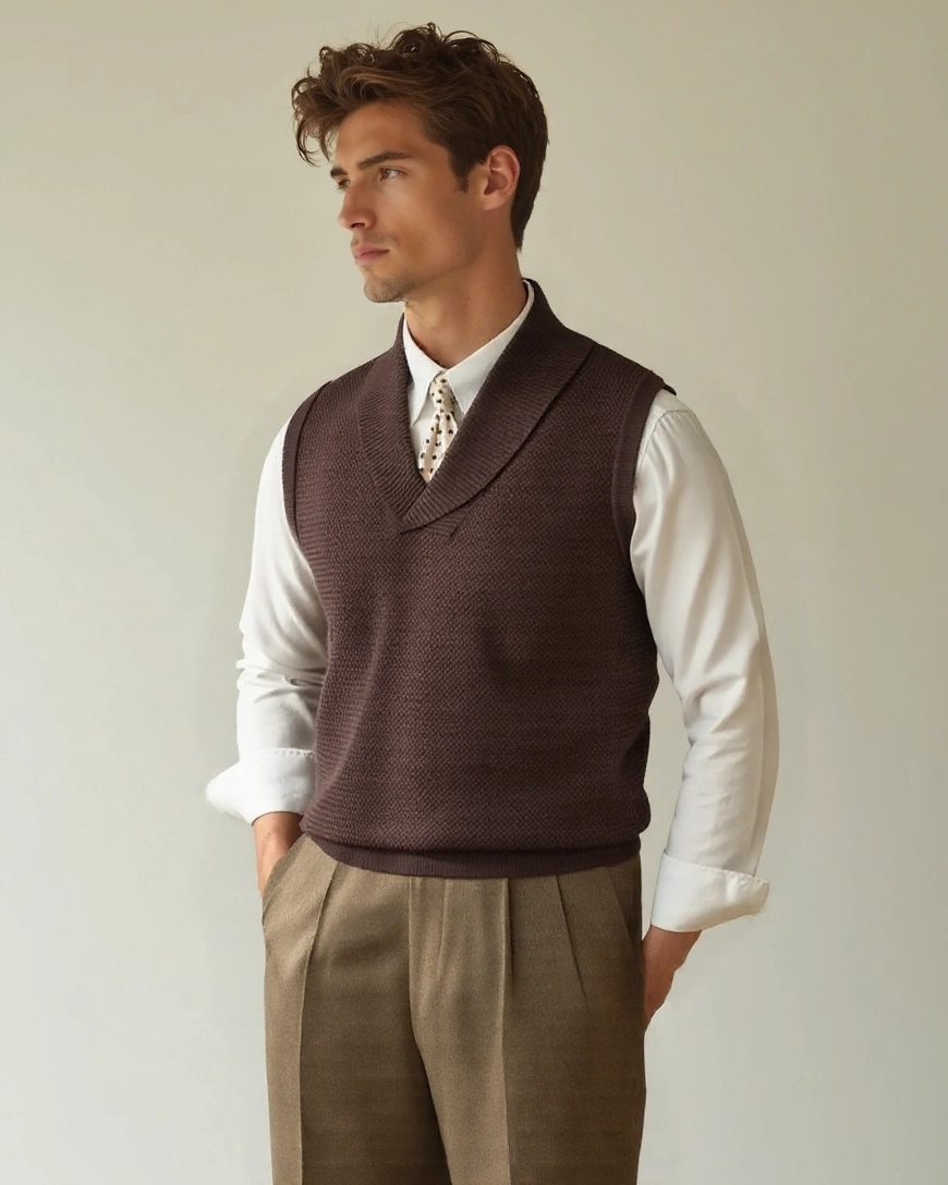 Lachlan | Green V-Neck Sleeveless Jumper