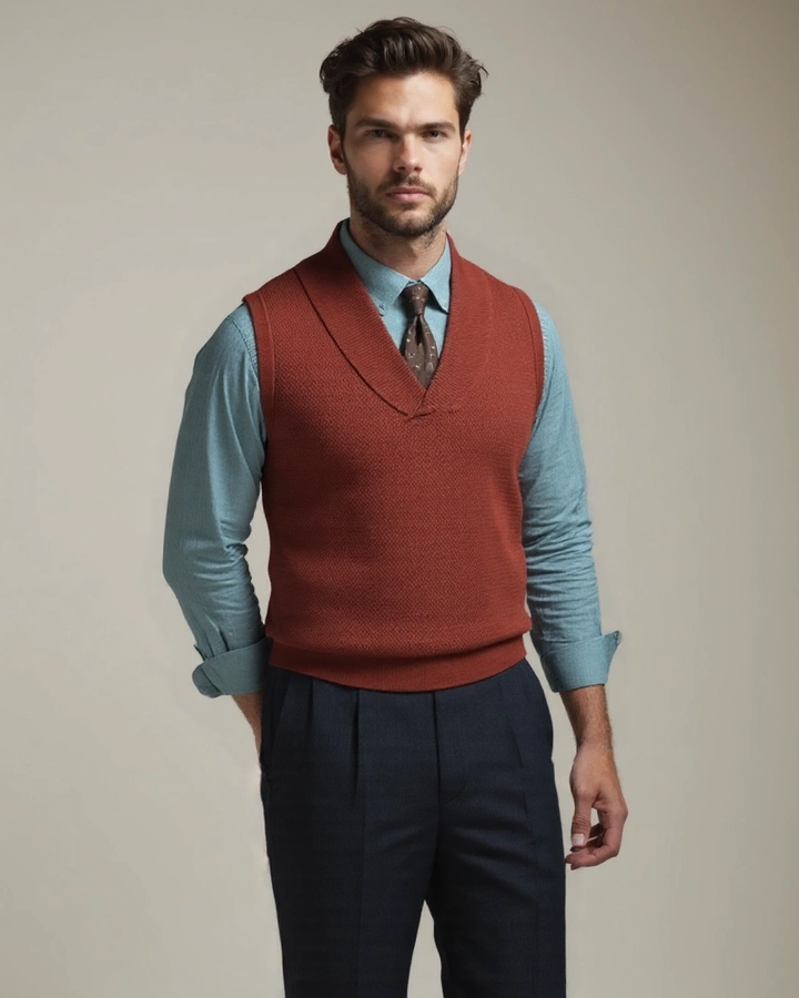 Lachlan | Green V-Neck Sleeveless Jumper
