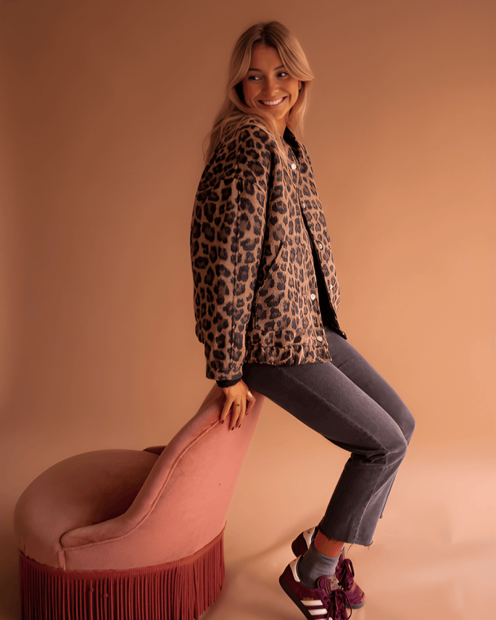Leona | Leopard Print Bomber Jacket