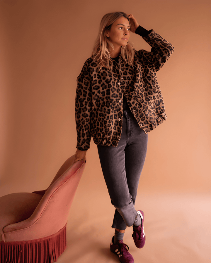 Leona | Leopard Print Bomber Jacket