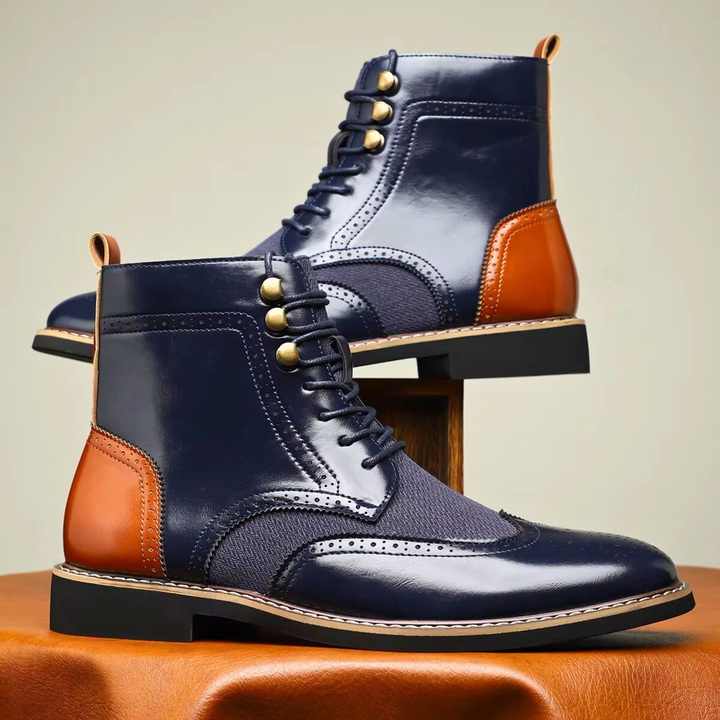 Leonard | Tan Brogue Lace-Up Boots