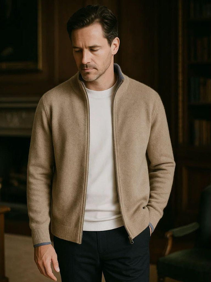 Lewis | Taupe Zip-Front Jacket