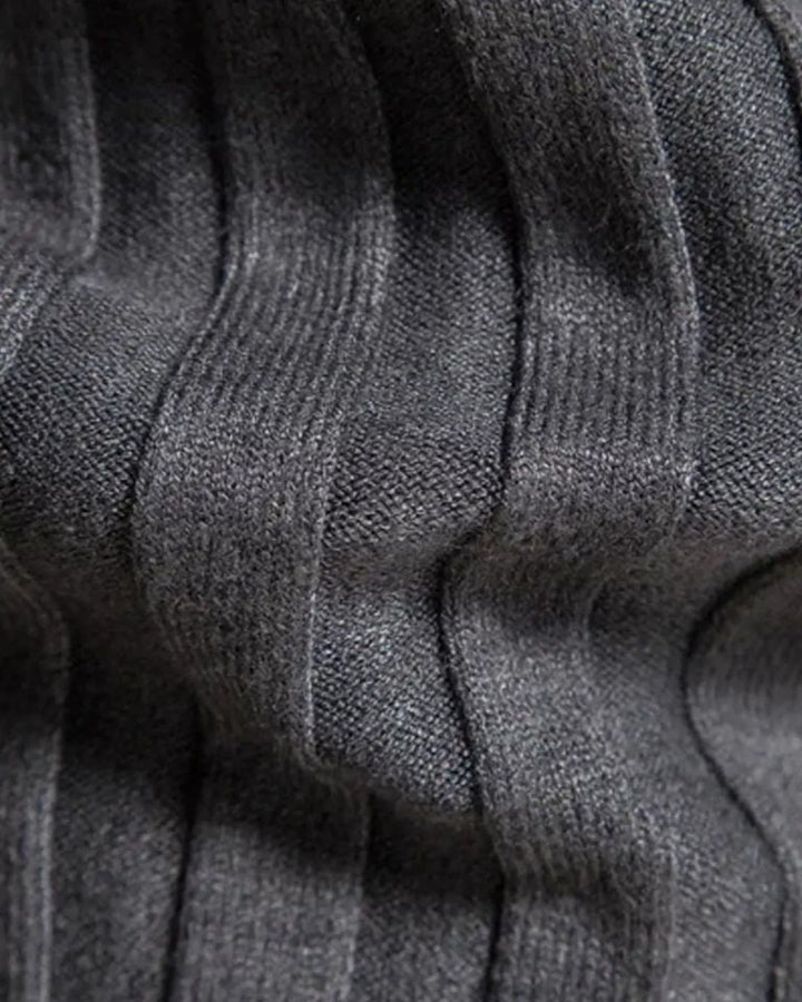 Lucas | Grey Ribbed Roll-Neck Jumper
