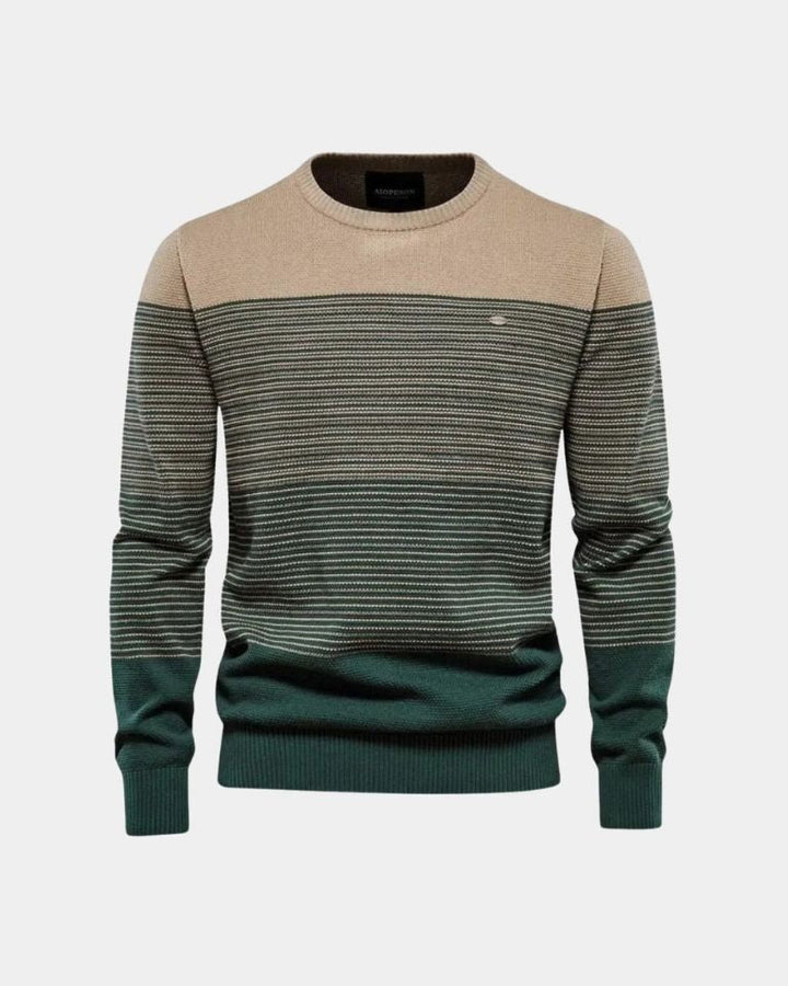 Luke | Green Colour-Block Crew-Neck Jumper