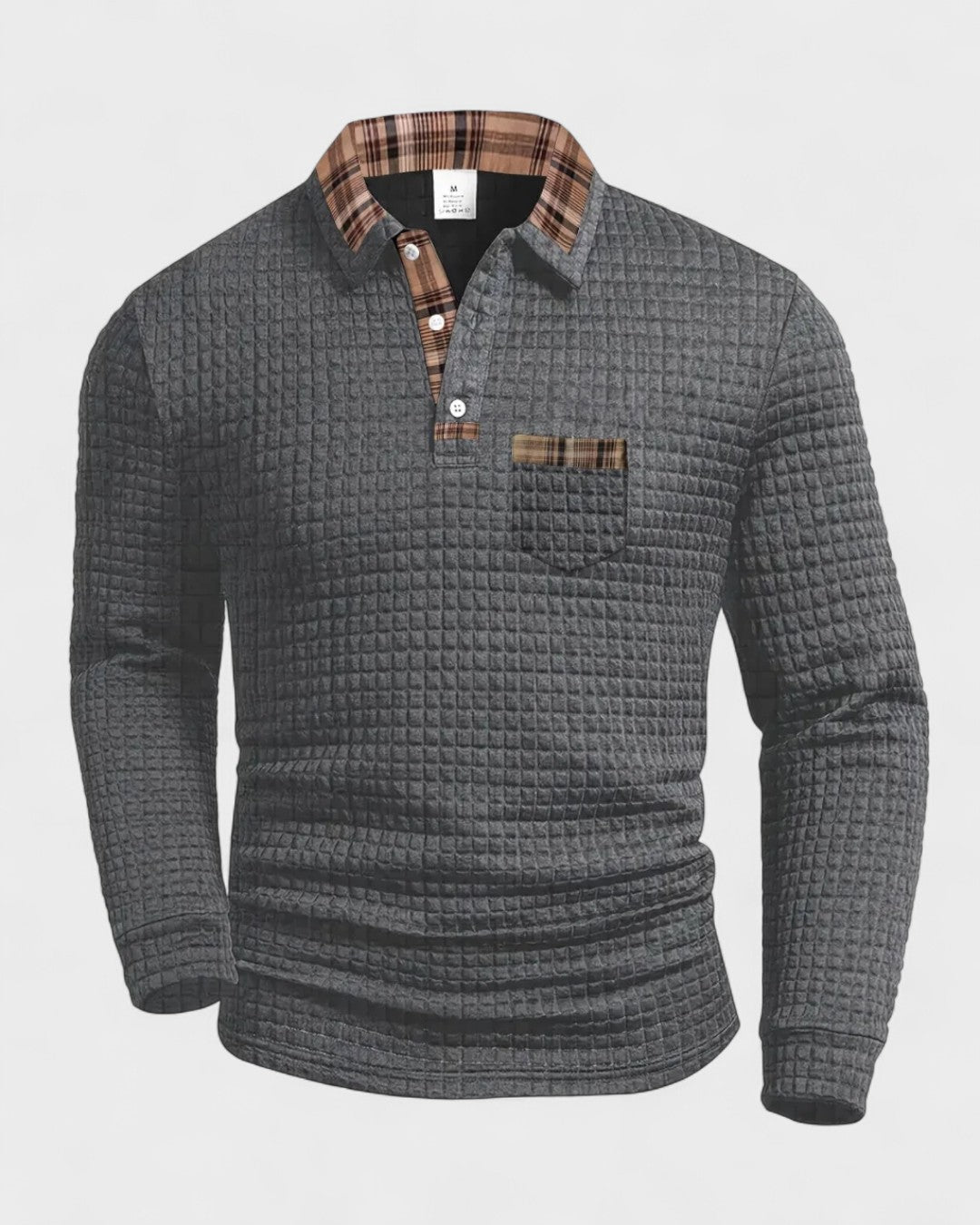 Max | Grey Textured Long-Sleeve Polo