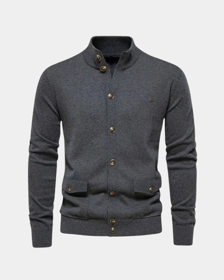 Max | Grey Button Knit Cardigan